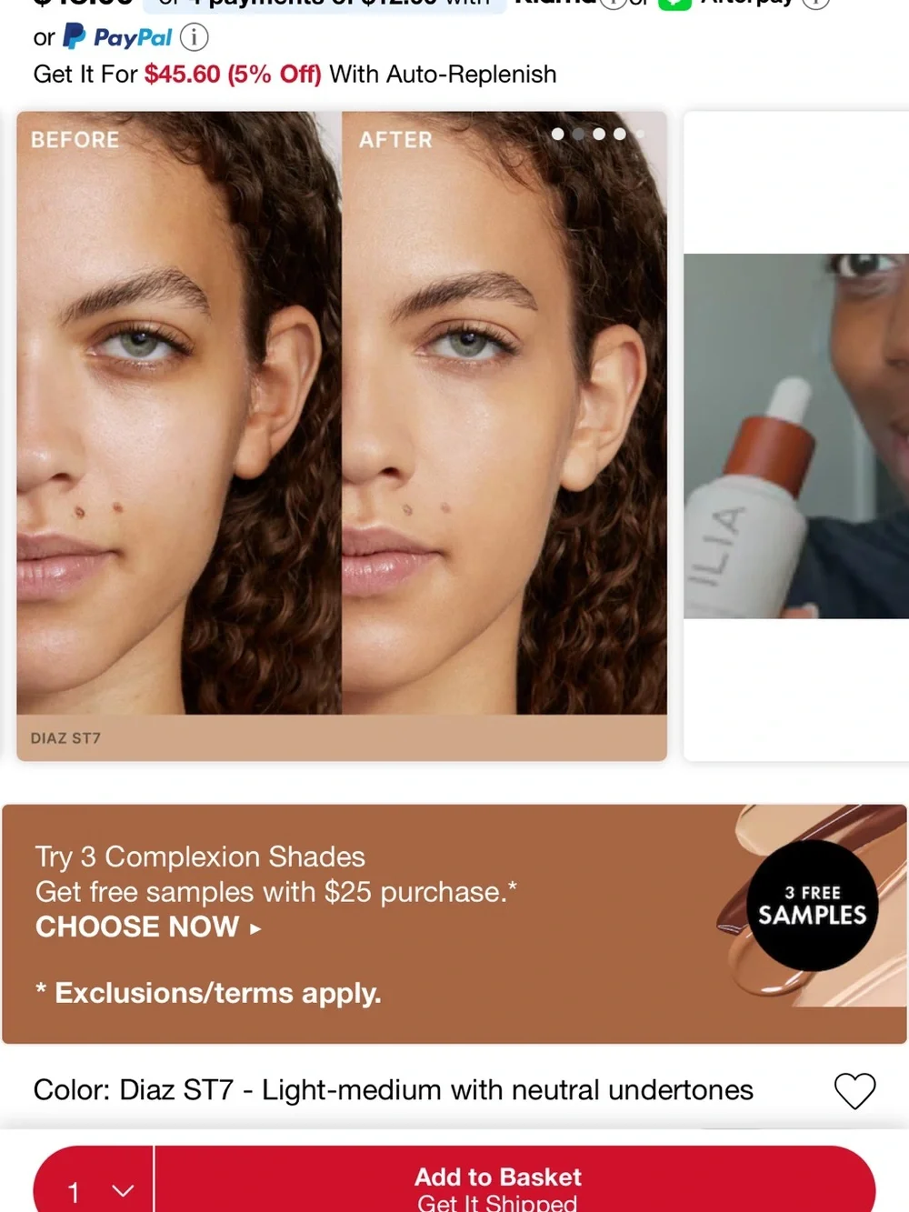 Brand new ILIA super serum skin tint SPF 40 with broad spectrum SPF 40 sunscreen